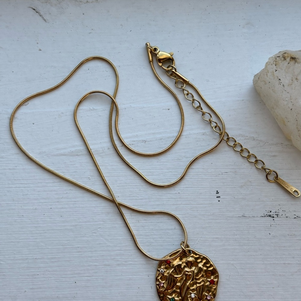 Gold Tone snake chain Zodiac Necklace. Virgo